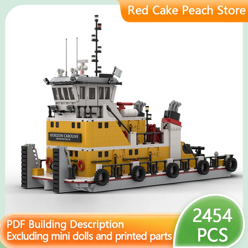 Industrial Ships Model MOC Building Bricks Rescue Pusher Barge Tug Modular Technology Gifts Holiday Assemble Children Toy Suit