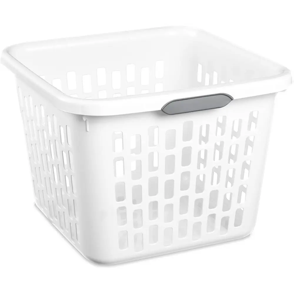 

Plastic Clothes Hamper, Large Square Bin with Comfort Grip Handles and Reinforced Rim, 1.5 Bushel Capacity, White, 18 Pack