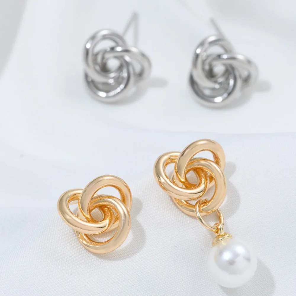 

Медные 14-каратные золотые серьги с тремя кольцами, нишевые индивидуальные серьги премиум-класса, аксессуары для ушей ручной работы «сделай сам»