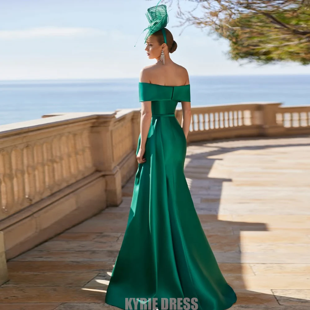 Elegant Mother of The Bride Dresses Customzied Off the Shoulder V Neck Pleated Split Women's Wedding Guest GownS Evening Dresses