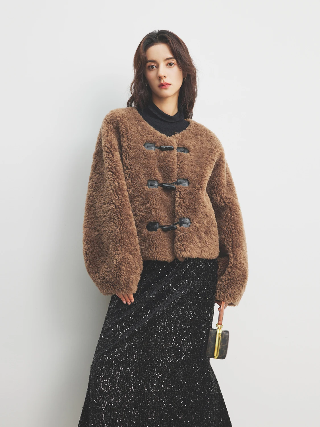 เสื้อโค้ทขนแกะสีชมพูอ่อนสำหรับผู้หญิง แบรนด์ Annata รุ่น ort Sle เหมาะสำหรับฤดูใบไม้ร่วงและฤดูหนาว เนื้อผ้านุ่ม สไตล์ลำลอง แฟชั่น ทรงกลม แขนยาว