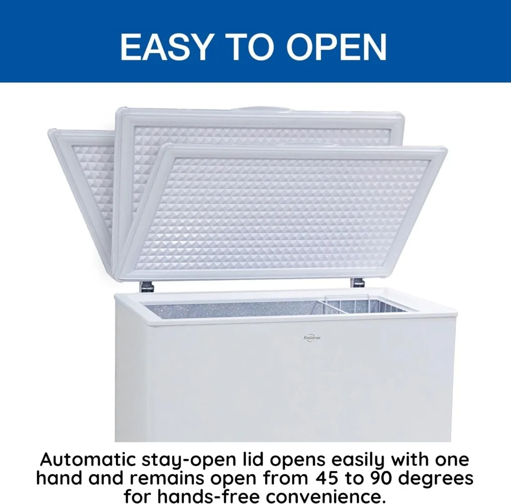 Large Chest Freezer, 7.0 cu ft (195L), White, Manual Defrost Deep Freeze, Storage Basket, Space-Saving Flat Back, Stay-Open Lid