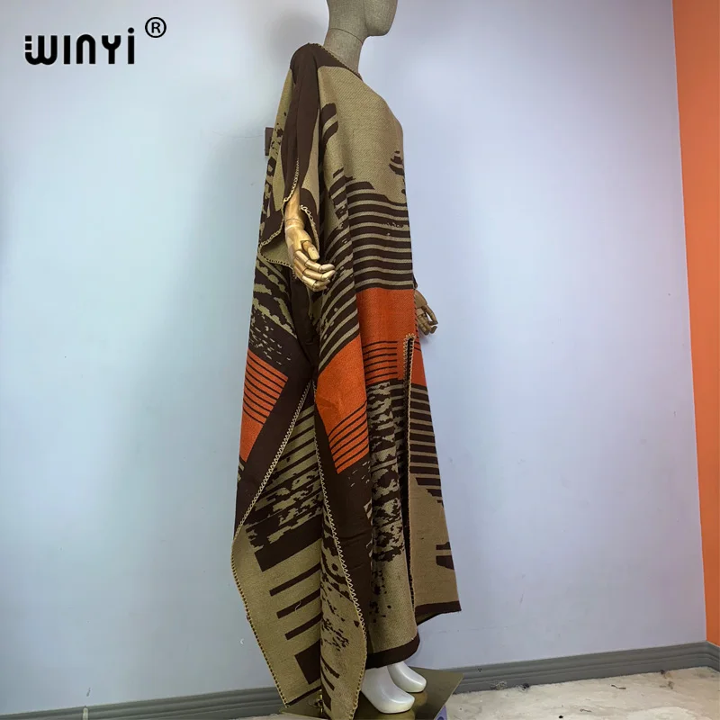 WINYI 2023 print Comfort Warm fashion kaftan Holiday dress Elegant Africa Women Boho party winter kaftan for women long dress