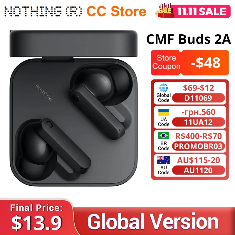 CMF بواسطة Nothing Buds 2A الإصدار العالمي 12.4 ملم سائق 42dB ANC 4HD Mics عمر البطارية الطويل يصل إلى 31 ساعة من التشغيل IP54 Bluetooth 5.4 #1