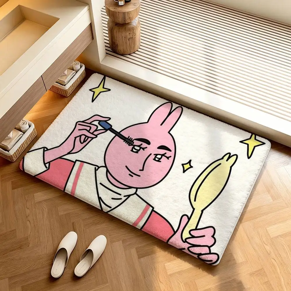 My Friend Rabbit  Shower Room Absorbent Small Floor Mat Soft Comfortable Decorative Foot Mat