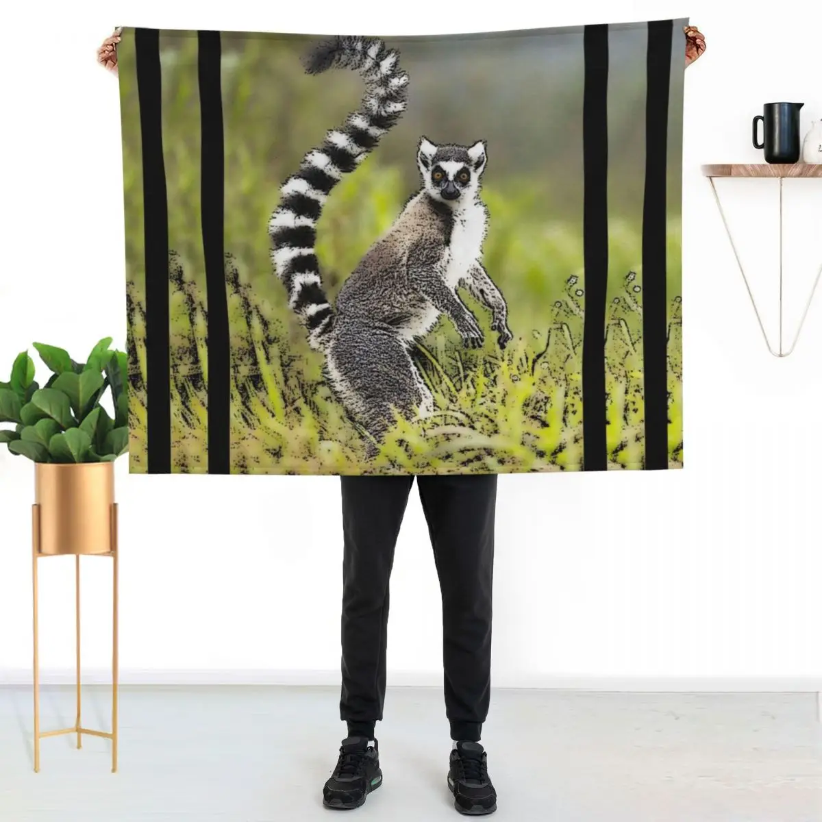 

Ring Tailed Lemur Throw Blanket Decorative Soft Throw Blanket for Couch Sofa