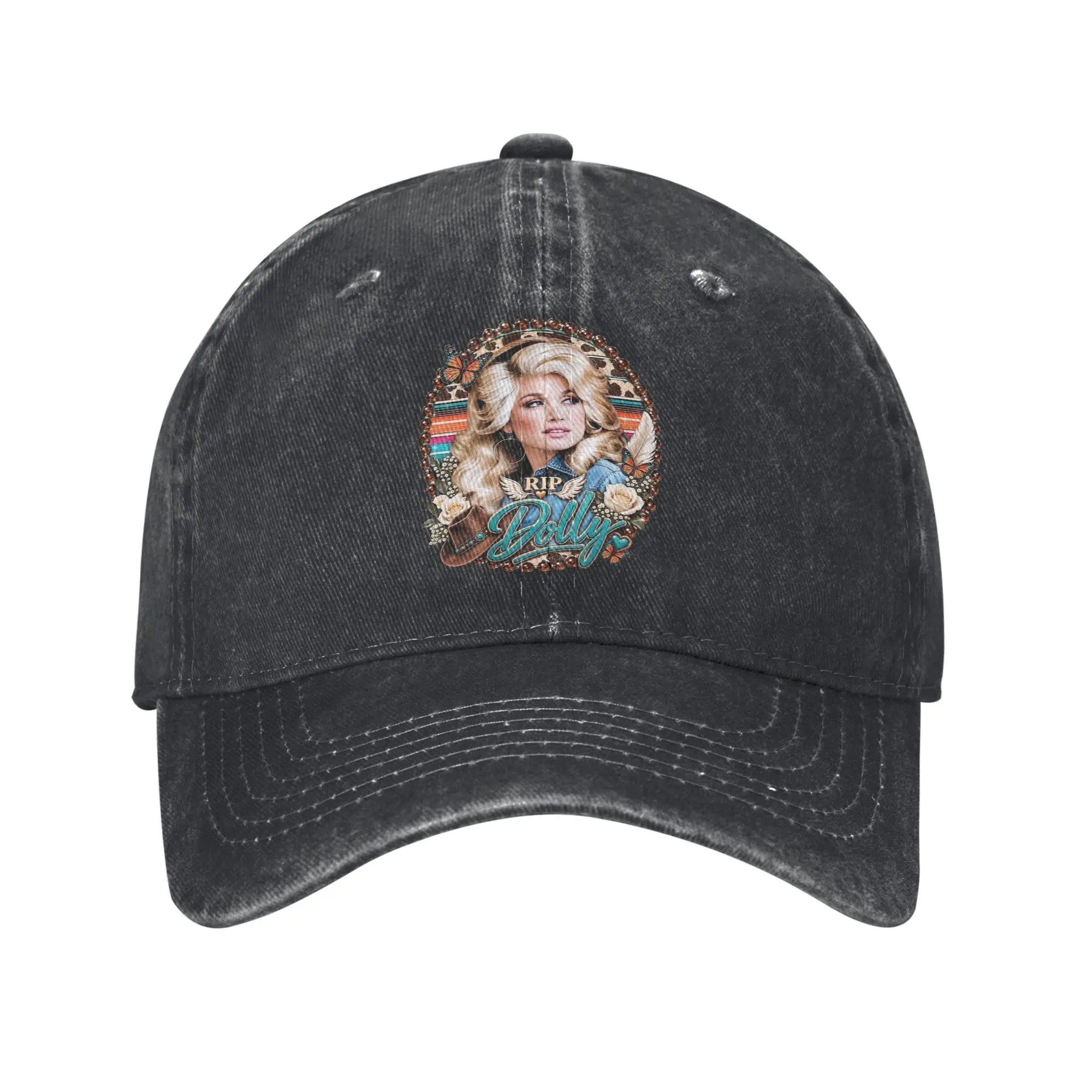 Singer D-Dolly Parton Baseball Cap Vintage Distressed Denim  Sun Cap Unisex Style Summer Adjustable Hats Cap