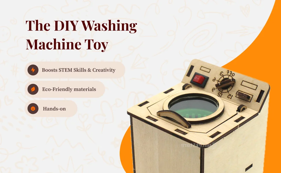 Machine à laver de jouets d'enfant d'expérience scientifique en bois pour l'apprentissage des étudiants