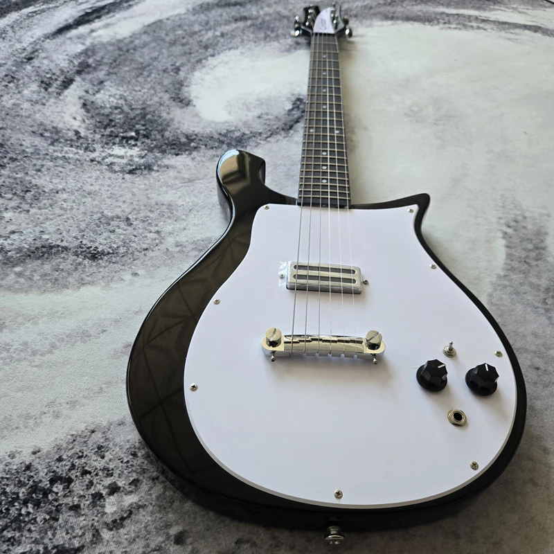 New electric guitar, high quality,black color, white large pickguard, stainless steel frets, 6-string guitar, free shipping