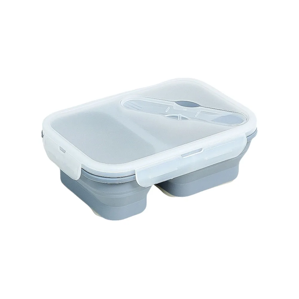 

Rectangle Silicone Lunch Box Large Capacity Airtight Foldable Lunch Box High-temperature Resistant with Lid