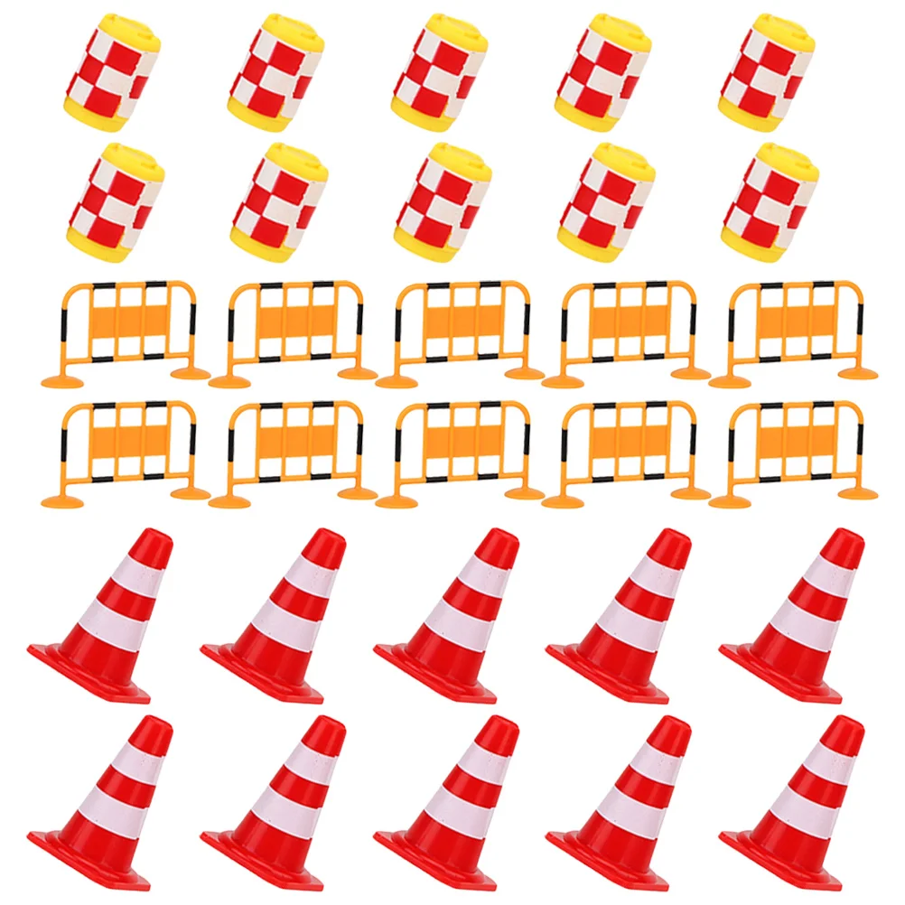 30 Pcs Road Sign Barricade Toy Play Signs Simulation Traffic Mini Toys For Kids Iron Horse
