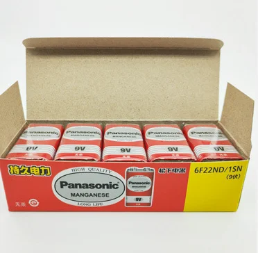10PCS Panasonic 9V 6F22ND Carbon Manganese Battery Non Rechargeable Mercury Free For Household Electronic Devices Bulk Pack