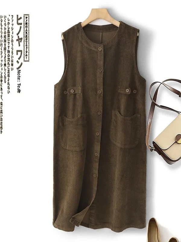 Vintage cor veludo svel dr feminino cardigan de comprimento médio colete dr solto ajuste saia evasê roupa casual