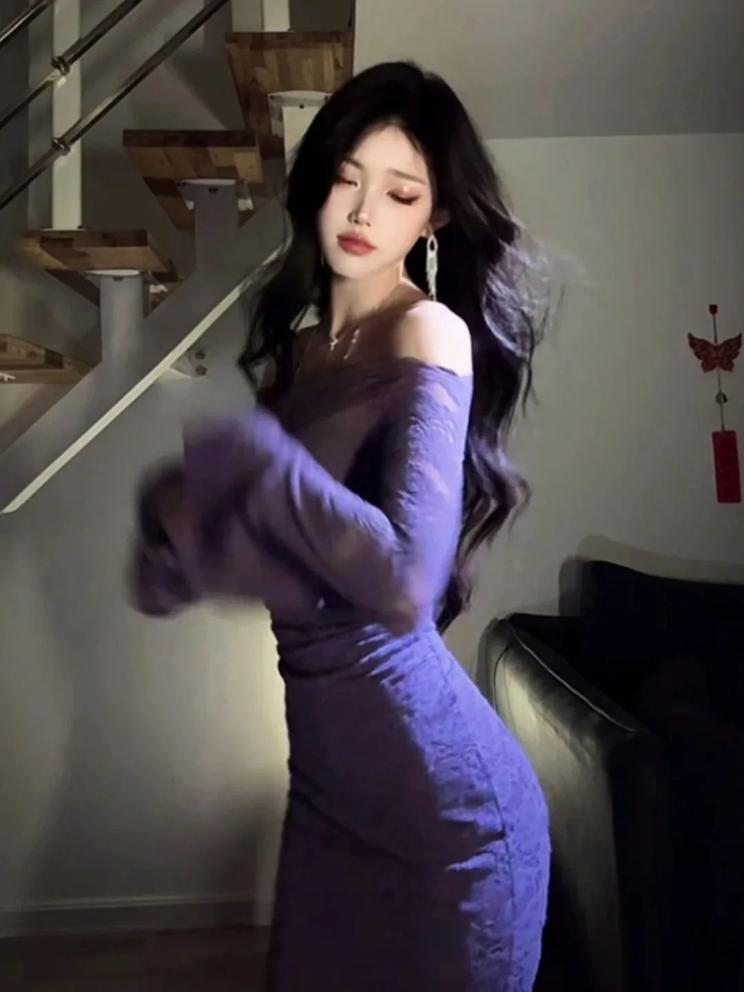 

Сексуальное фиолетовое облегающее длинное платье с рисунком сестры Sle на одно плечо с высокой талией и кружевными деталями, весна 2026 Ci Commute Casu...