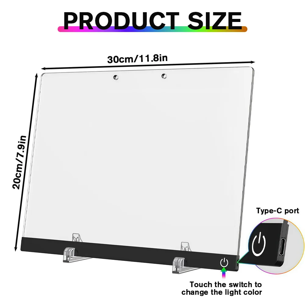 لوحة رسائل LED بإضاءة ليلية، لوحة رسم أكريليك متغيرة الألوان، لوحة رسم مضيئة لهدايا أعياد الميلاد والعطلات #3