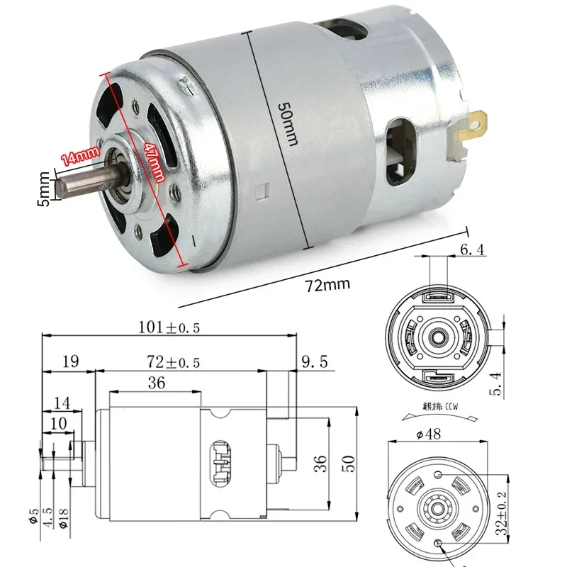 Permanent Magnet DC Motor  High Power 200w    High-speed 10000 rpm 12v 24v Micro Speed Control Electric Small Motor 895