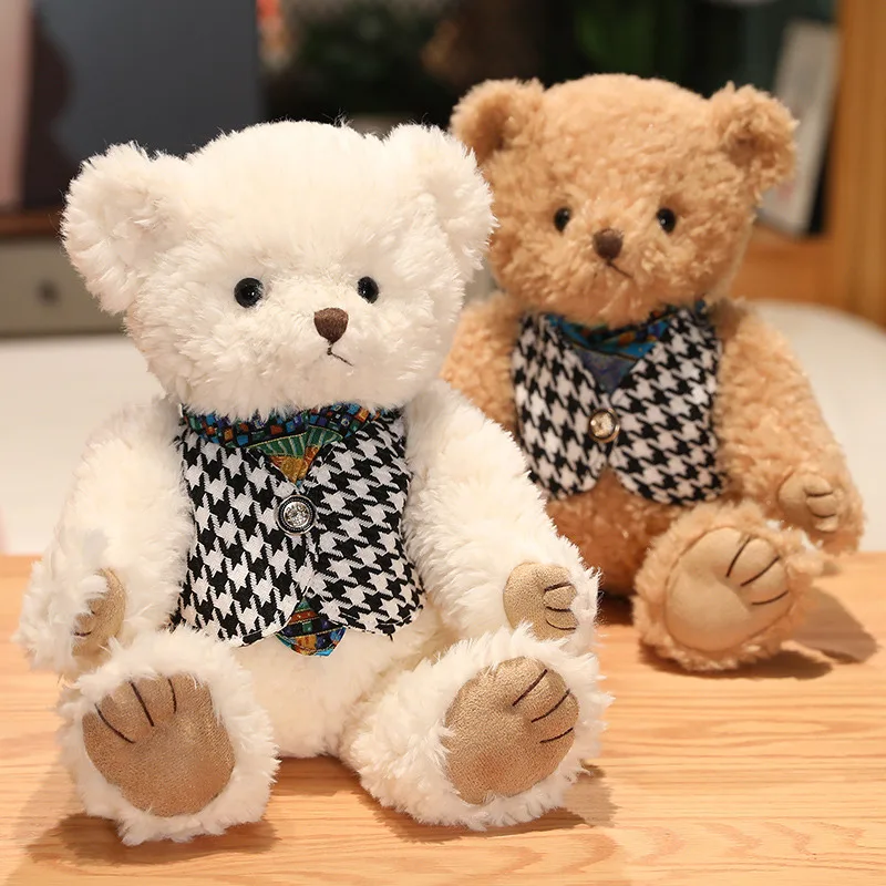 

30cm High Quality Teddy Bear Plush Dolls With Vest Cute Bear Stuffed Toys Wedding Decoration Kid Lover Birthday Christmas Gift