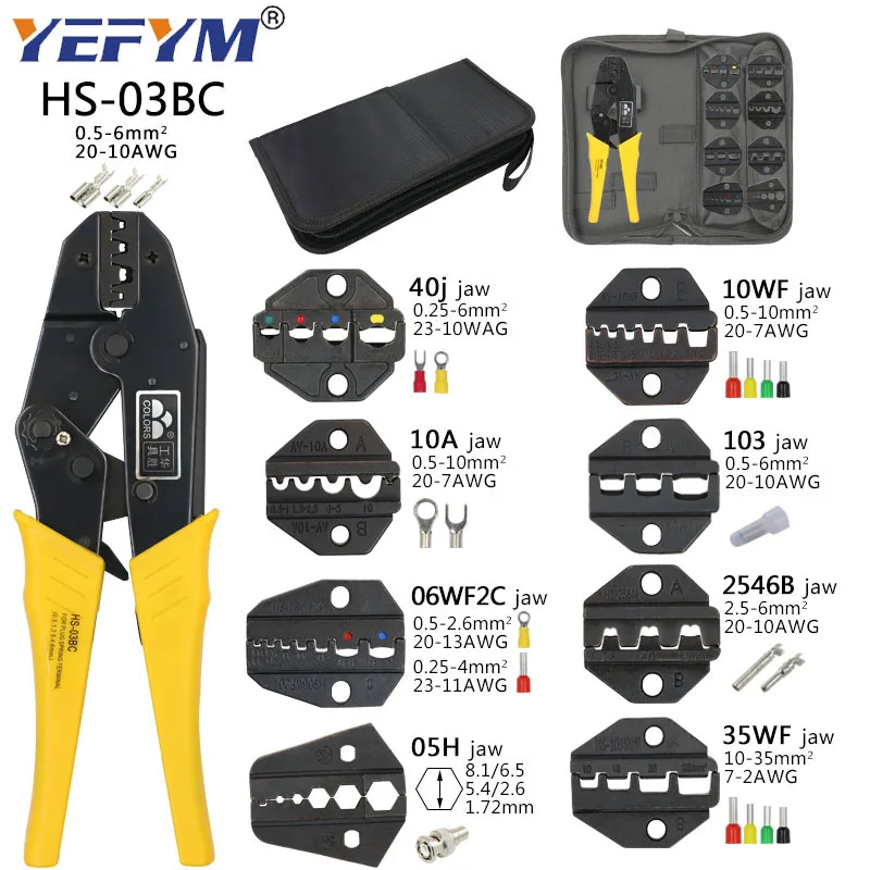 Crimping Tools HS-03BC Pliers For 2.8/4.8/6.3/Open bare/Tube/Coaxial cable/cap/Insulation Terminals Connector Electrical Clamp