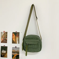 Bolso de hombro pequeño de pana para mujer, bandolera para chica adolescente, bolso de mano lindo, bolso de mensajero Harajuku coreano para estudiante de calle