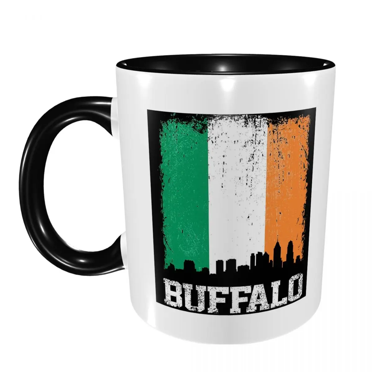 Vintage Buffalo Irish Flag Skyline Pride Mug Funny Ceramic Coffee Cups Tea Mugs Milk Cup Drinkware Gifts for Friends