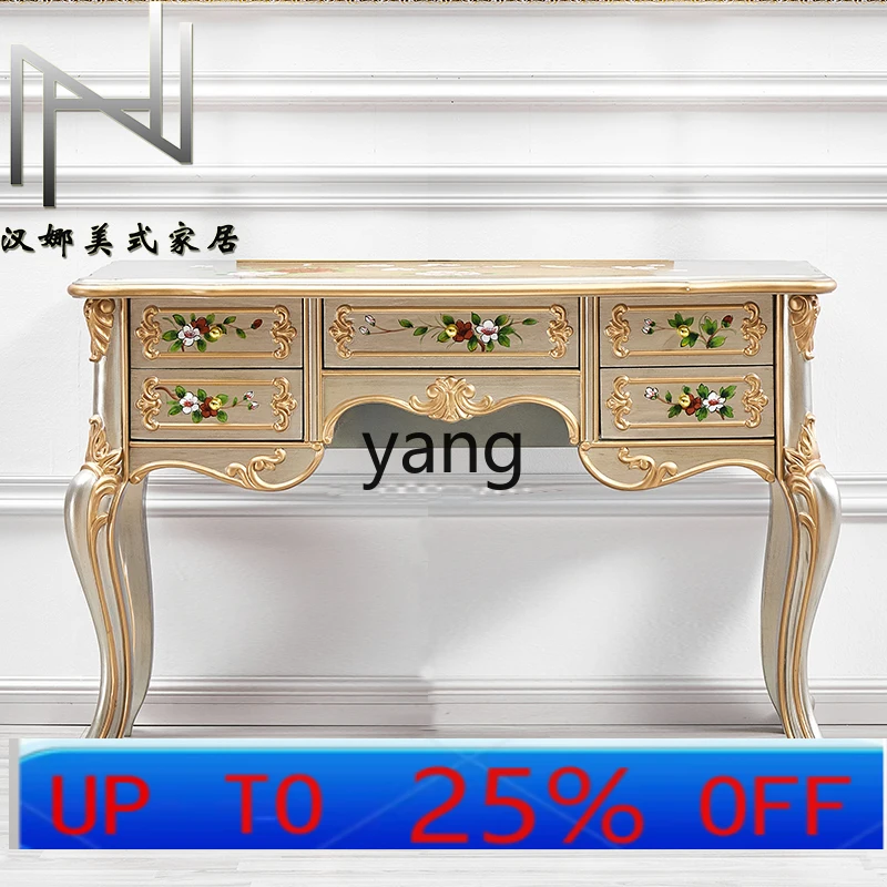 

LTT painted all solid wood entrance desk gold powder silver powder