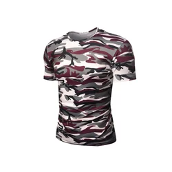 Men's T Shirt Fitness Workout Tights Short Sleeve Quick Dry Camo T-Shirt Tops Tees Compression Tshirt Plus size