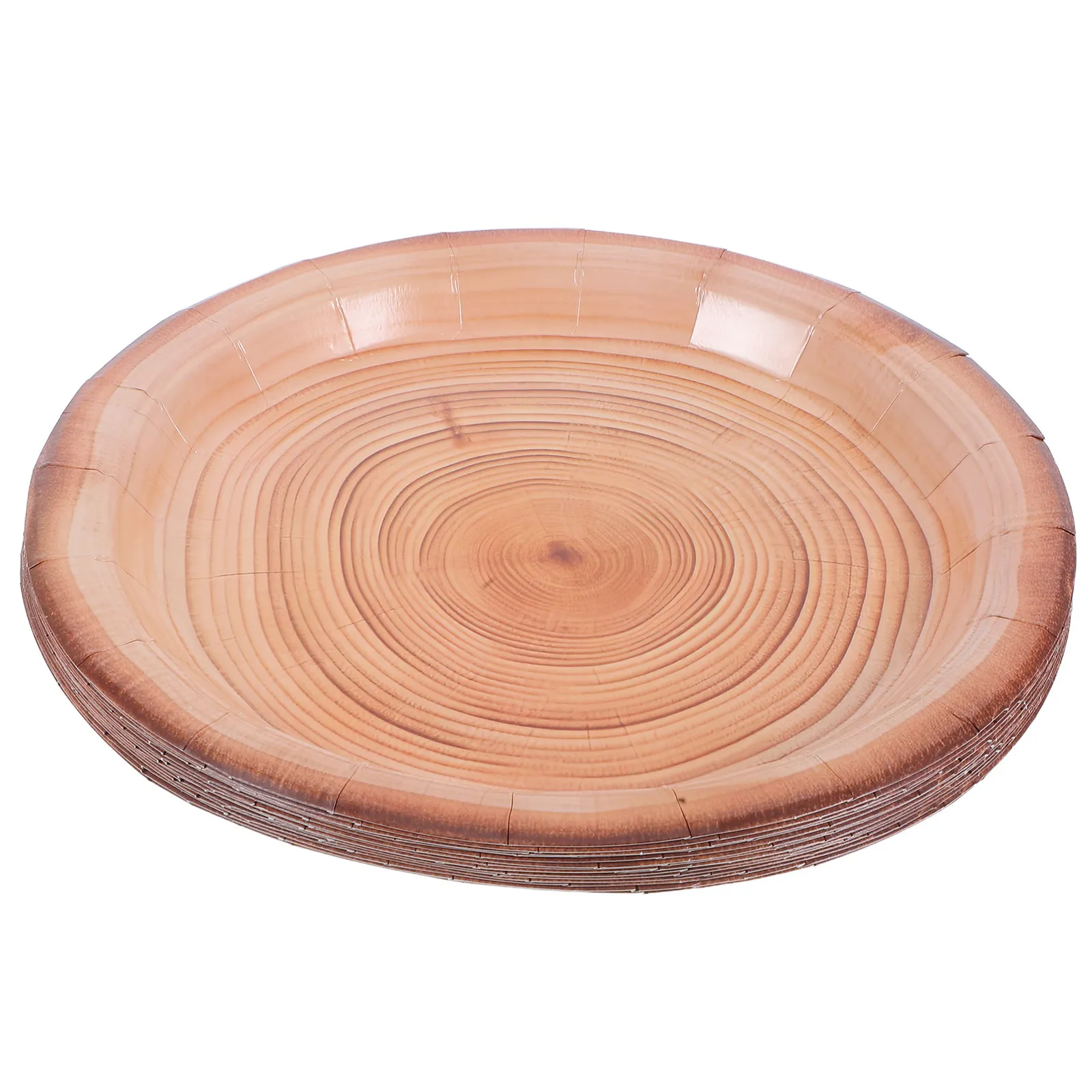 16Pcs Rustic Simulated Wood Grain Disposable Paper Plates Heavy Duty Dinner Plates for Fall Dessert Appetizers