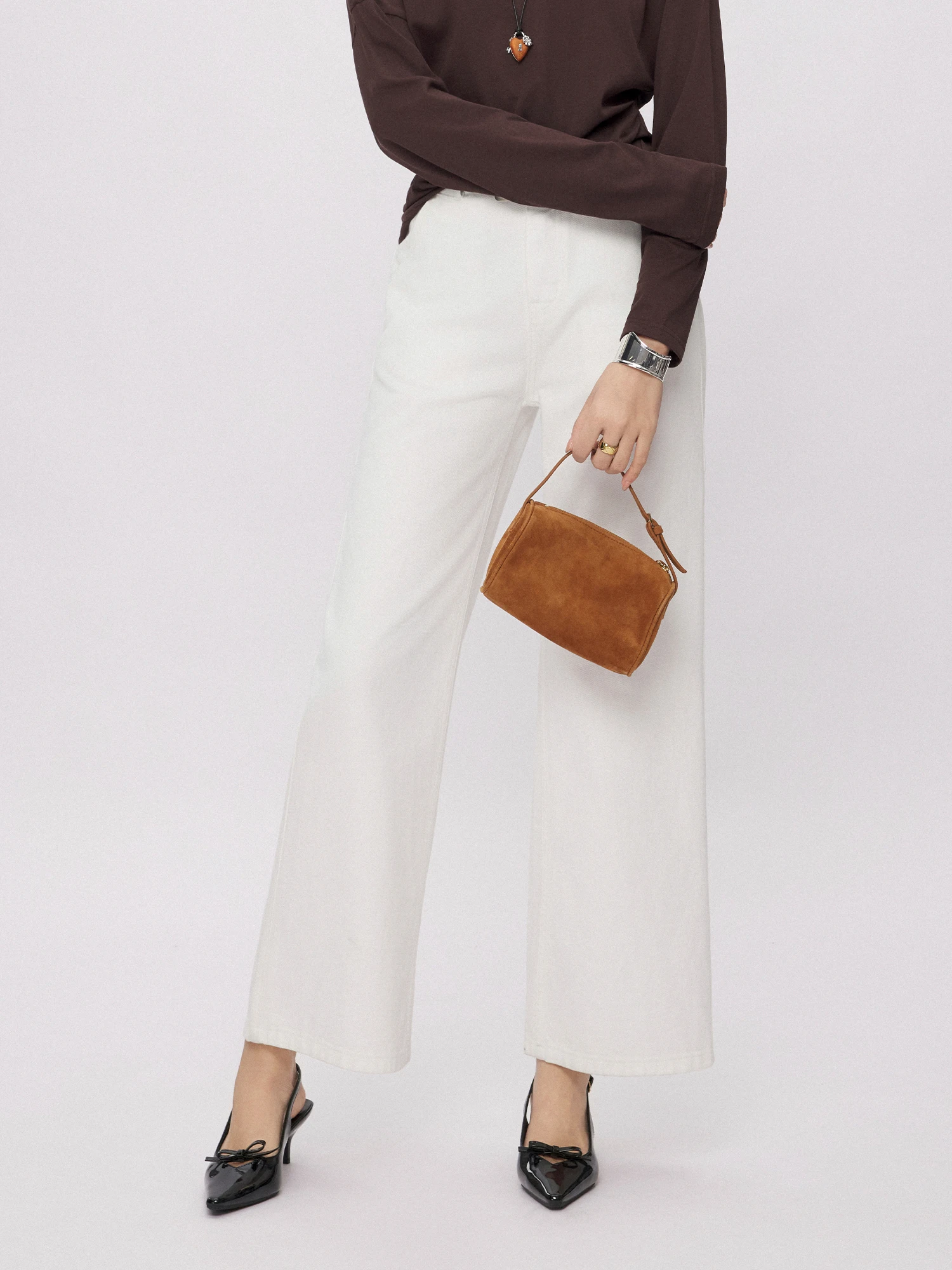 

CLMX Pure Cotton Straight Leg Jeans Loose Fit Comfortable Soft Texture Simple Elegant Long Pants Women's Spring Fashion