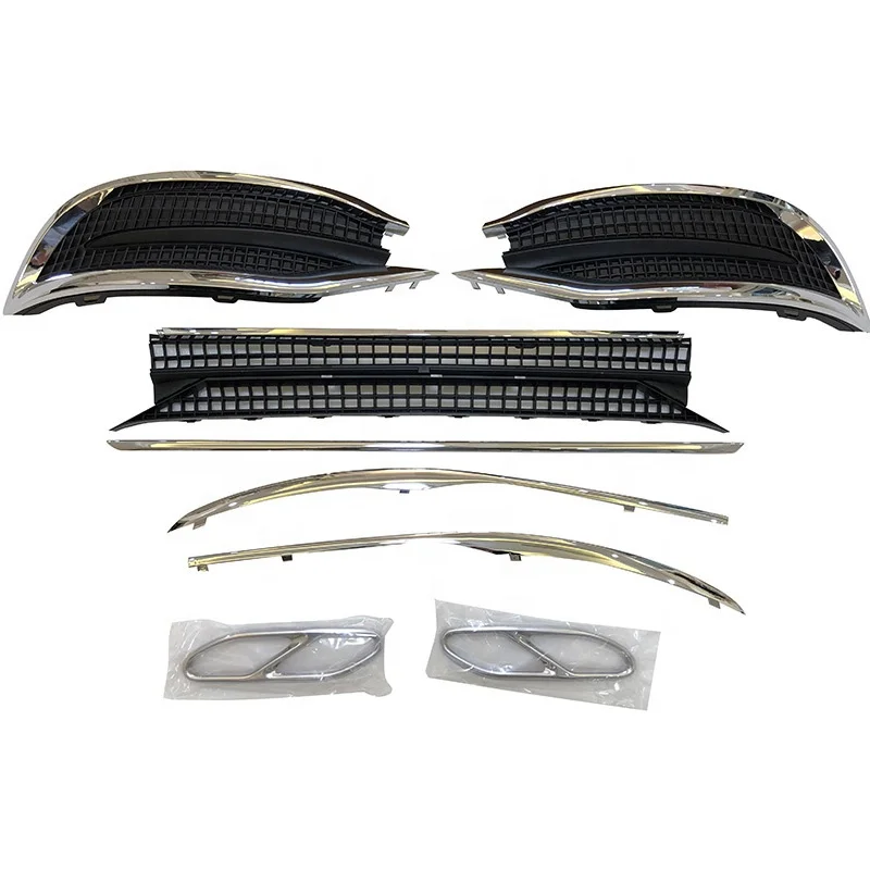 W222 OE Upgrade Style Front Bumper Grille Mesh Set Fit for Mercedes Benz S Class S400 S450 S500 Year 2018-2020