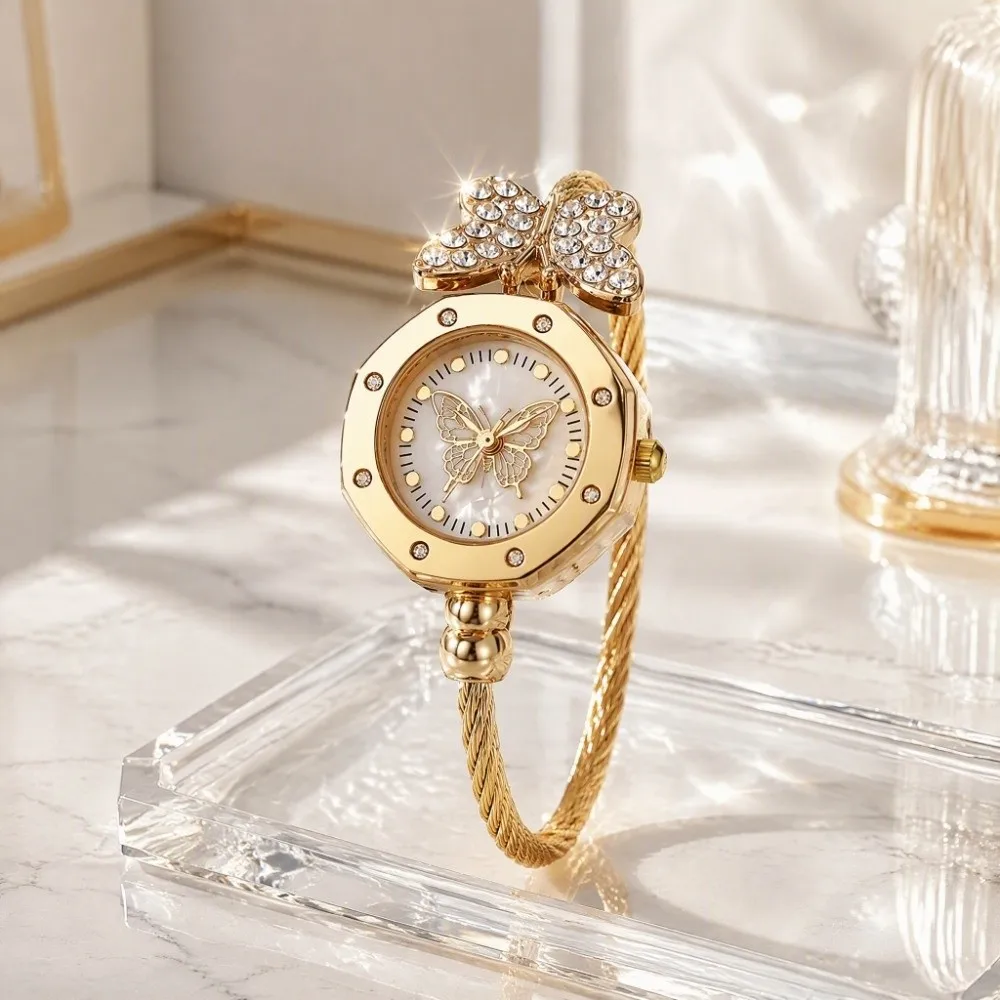 Exquisite Women's Bracelet Watch Luxury Vintage Butterfly Quartz Wristwatch Waterproof Quartz Movement Vintage Female Clock