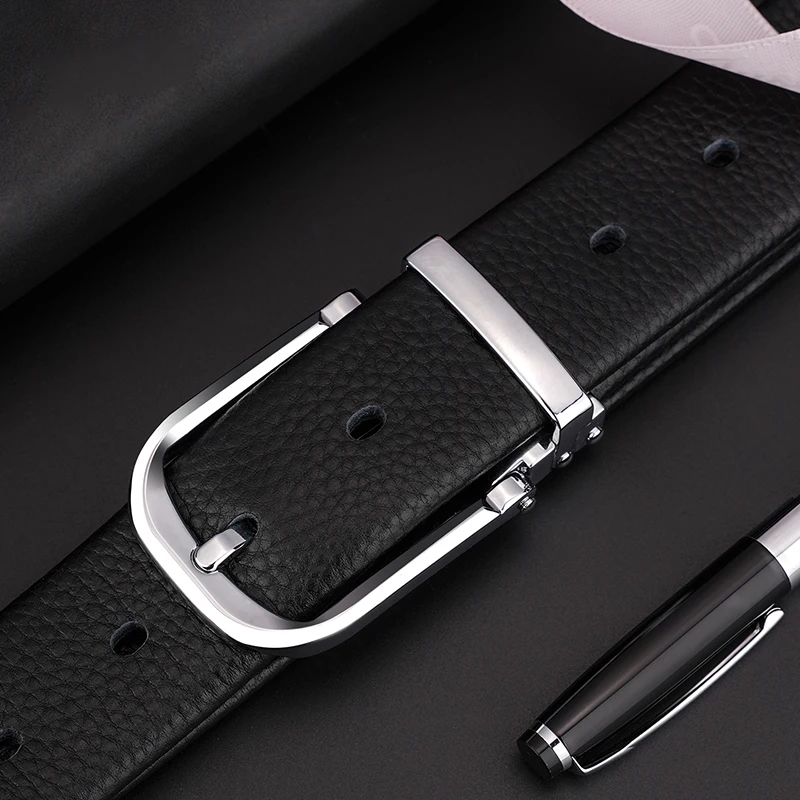 

High Quality Black Pin Buckle Leather Belt Men's Casual Luxury Straggray Cowhide Young Men Fashion Designer Belt Ceinture Homme