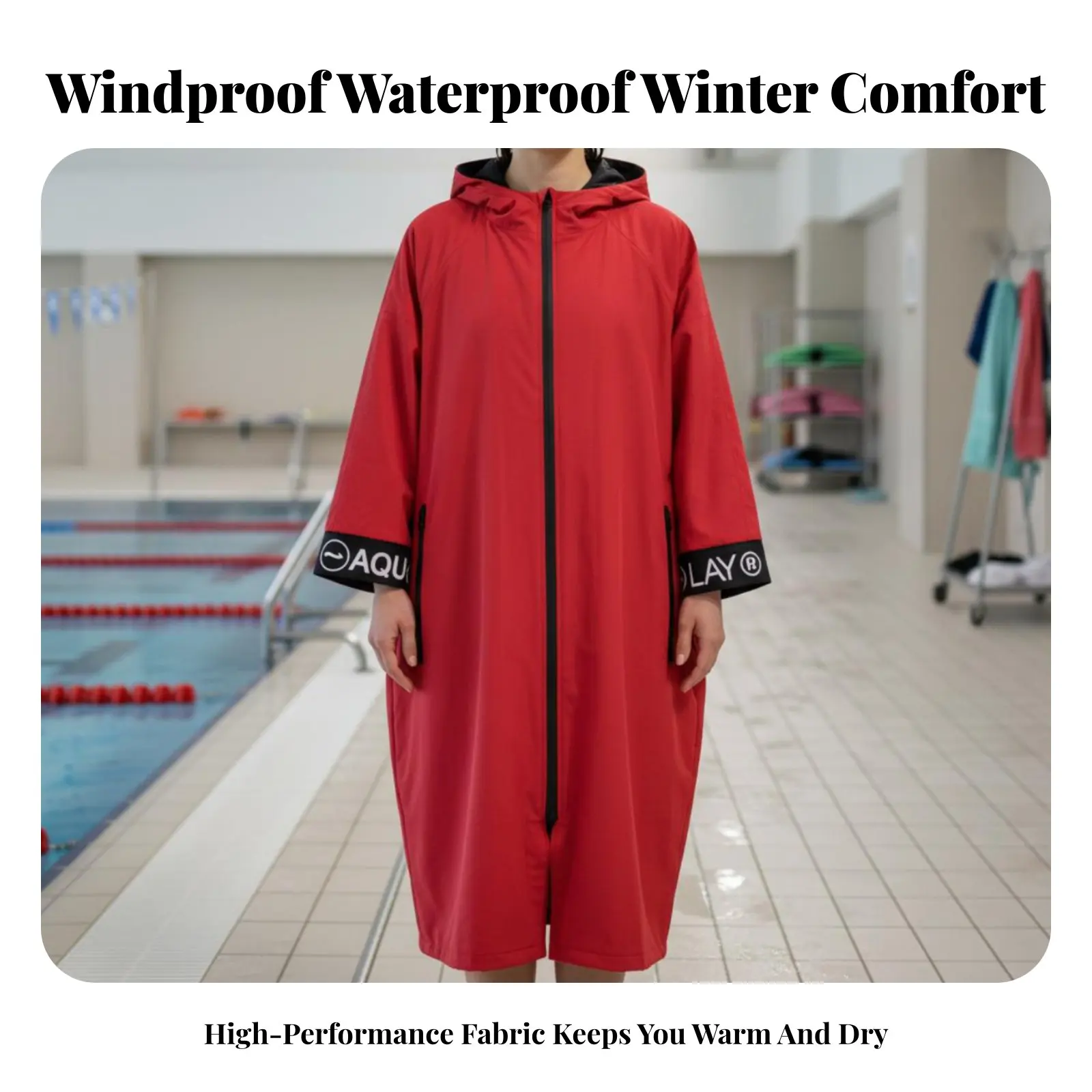 Toalla Absorbente de Secado Rápido con Capucha, Poncho Cálido para Adultos, Impermeable, Resistente al Viento, para Piscina, Entrenamiento de Invierno