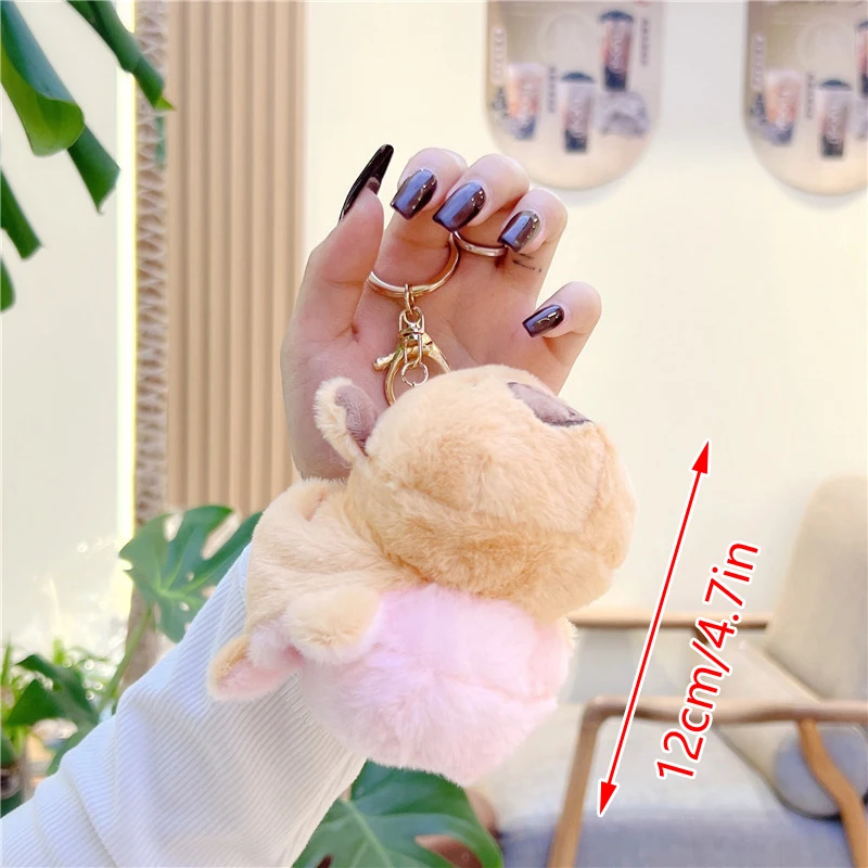 Kreatif Flip Capybara liontin boneka mewah gantungan kunci kartun Capybara boneka binatang Keyring mainan mewah ransel dekorasi gantung