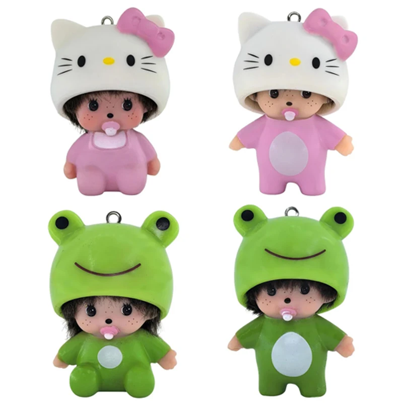 

In Stock Hello Kitty Monchhichi Keychain Vinyl Anime Action Figure Cute Cartoon Car Pendant Desktop Ornament Toy Gifts 몬치치 키링