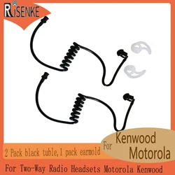 RISENKE Black Tube Earpiece Replacement,Acoustic with Earmold for Two-Way Radio Headsets,Motorola Kenwood Walkie Talkie,2PCS