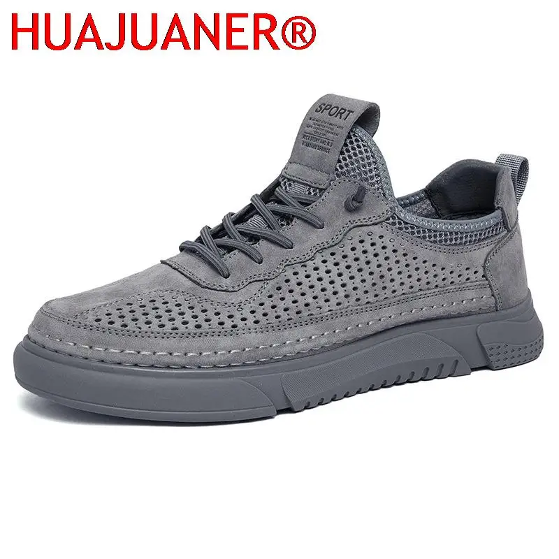 

Mens Shoes genuine Leather Casual Breathable hole Hiking High Quality Leisure Non-slip Light Handtailor Wear-resisting men shoes