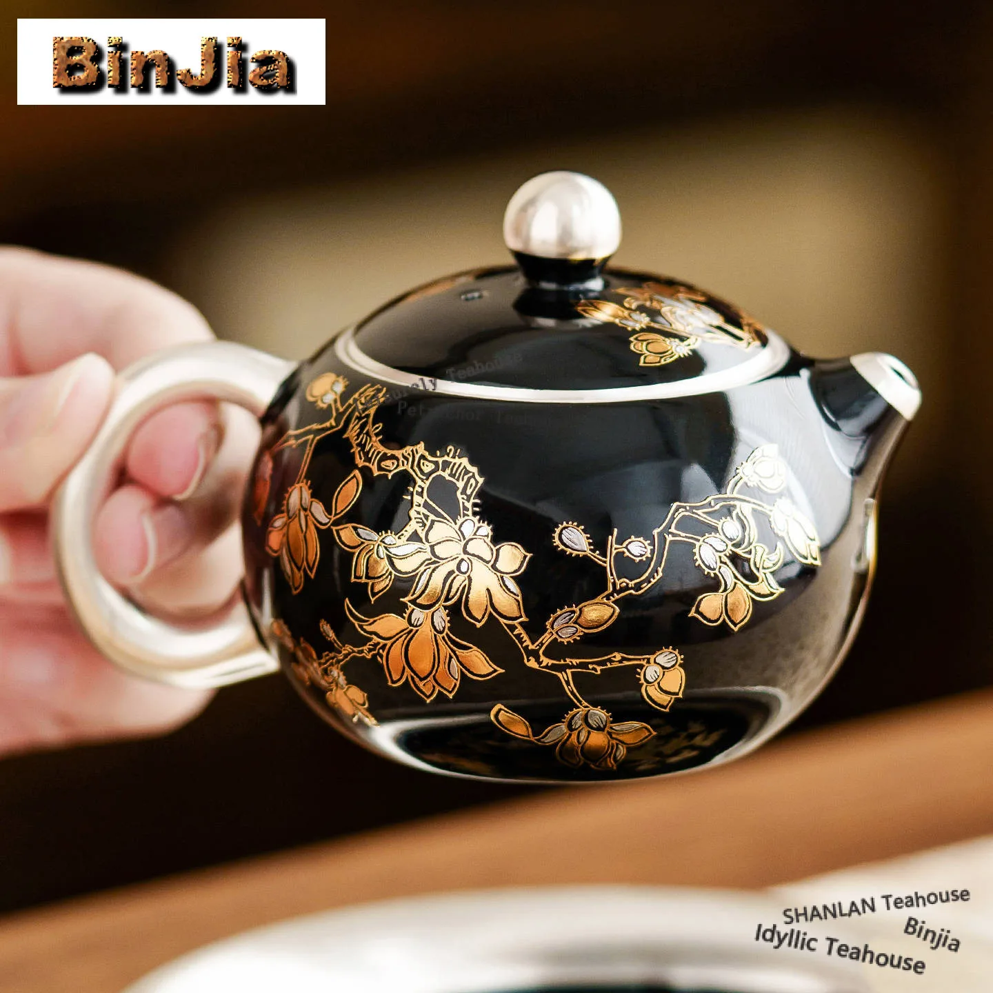 

138 мл позолоченный серебряный золотой ветка магнолия чайник антикварный чайник для заварки чая чайник с ситечком украшение посуды