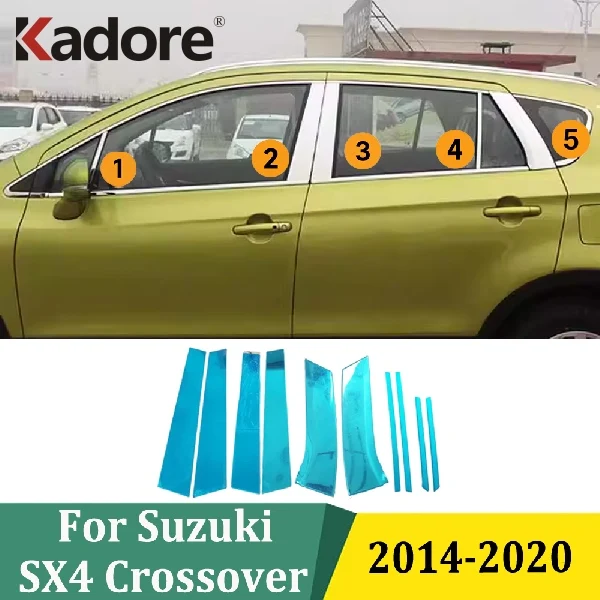 

For Suzuki SX4 Crossover 2014 2015 2016 2017 2018 2019 2020 Car Window Center Pillar Moldings Strips Cover Exterior Accessories