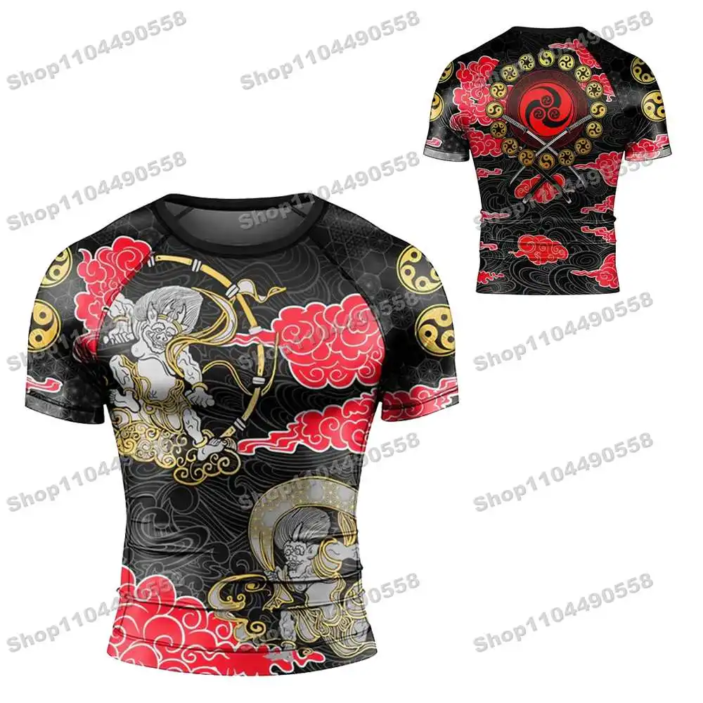 23th Kinds Of Newly Rash Guards Surfing Beach T-Shirts Swimwear Diving Gym Short sleeves MMA BJJ Men Jiu Jitsu Fitness Sets