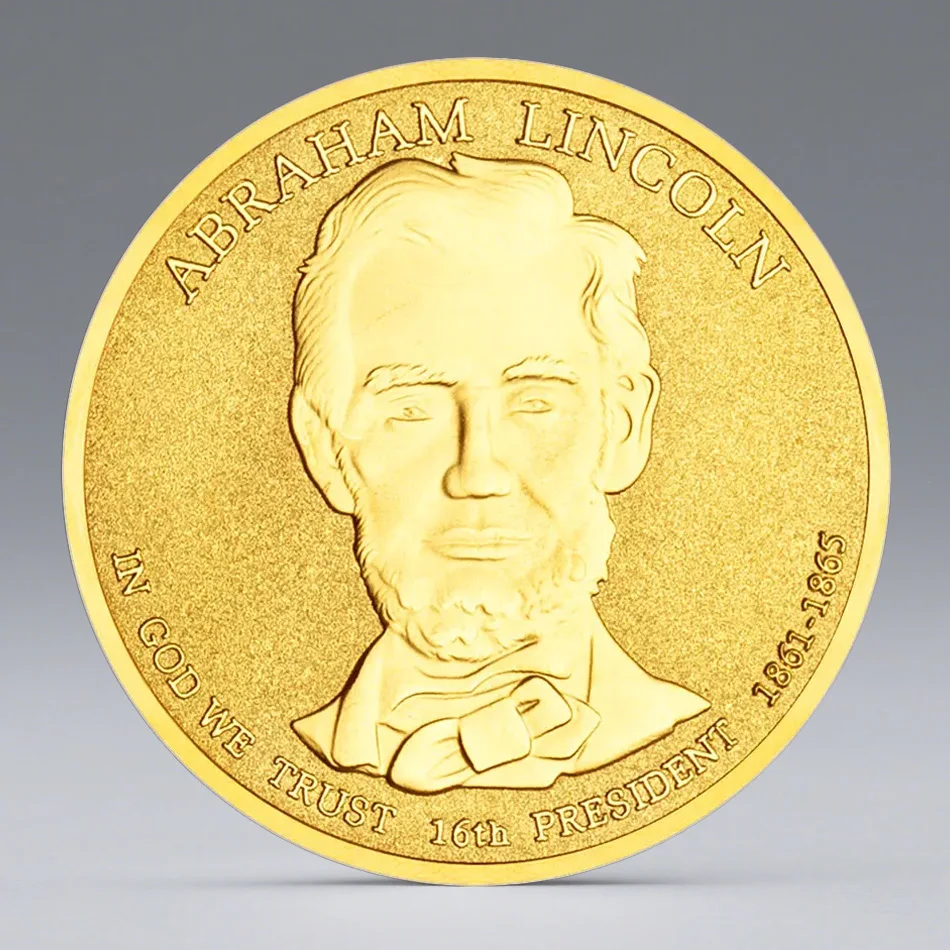 الولايات المتحدة الأمريكية العملة التذكارية الحرية 16th الرئيس أبراهام لينكولن عملة المجموعة مطلية بالذهب #1