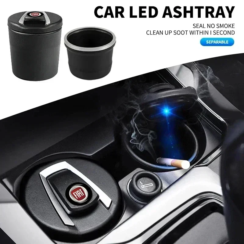 Car Ashtray Creative LED Light Auto Interior Accessories For FIAT Punto 500 500x Tipo Panda Ducato Freemont Stilo Doblo Fiorino