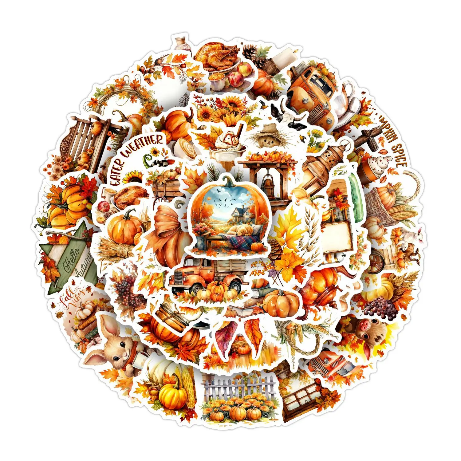 50Pcs Thanksgiving Turkey Stickers Waterproof DIY Craft Decor Bulk Wholesale