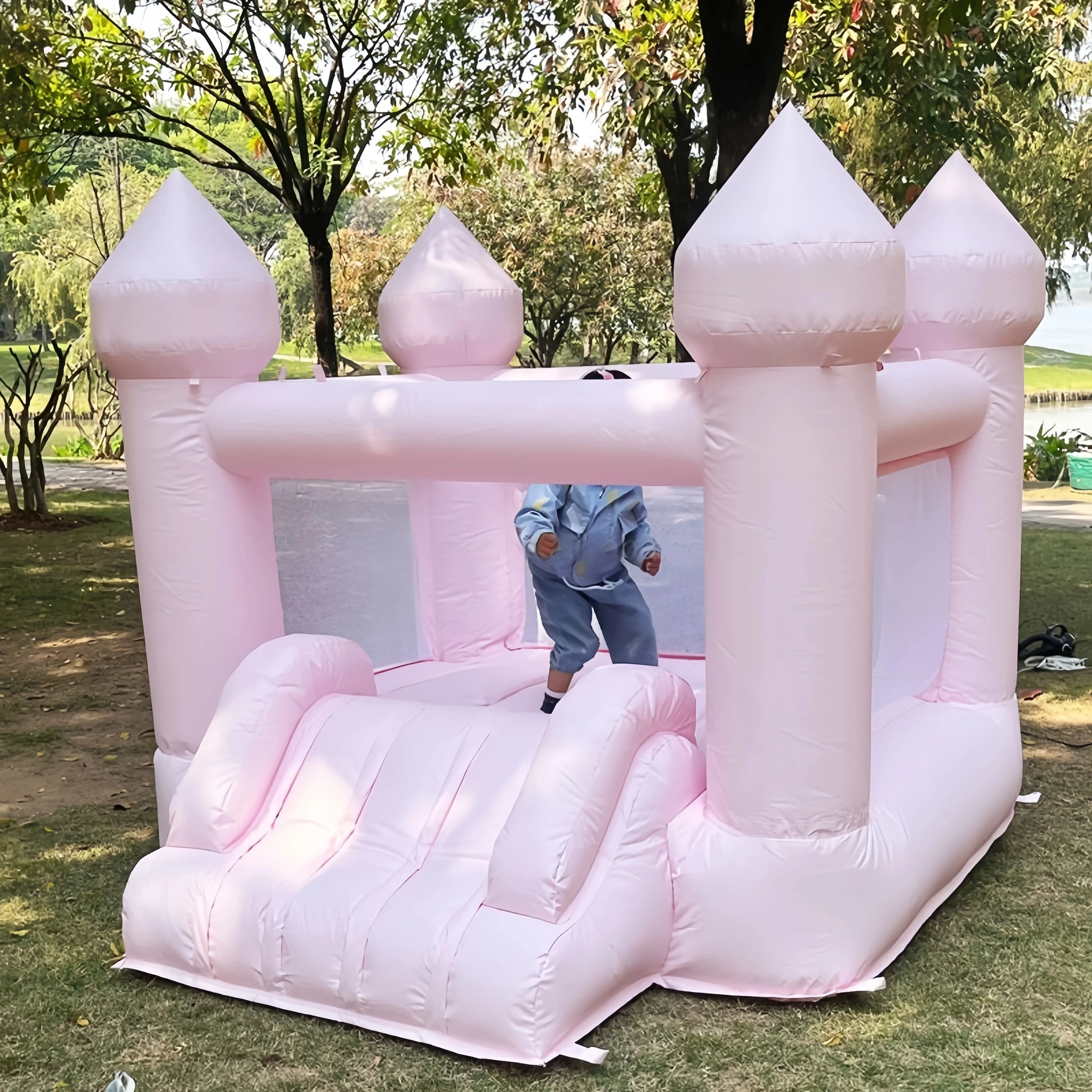

Inflatable Bounce House Multifunctional with Slide Children's Playhouse Inflatable Castle for Birthday Party Wedding