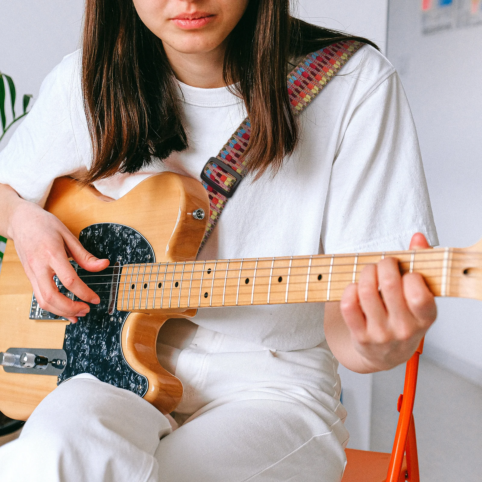 

Guitar Strap Woven Cotton Instrument Durable Shoulder Belt Lightweight Ukulele Woven Belt Musical Accessory