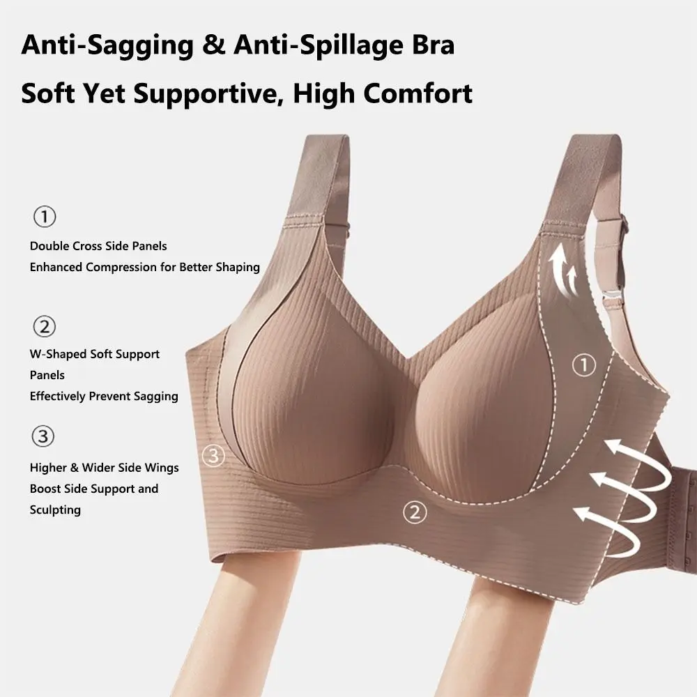 

Thin Lightweight Women's Adjustable Bra No Wire Anti-Sagging Large Cup Support Bra Adjustable Strap Lifting