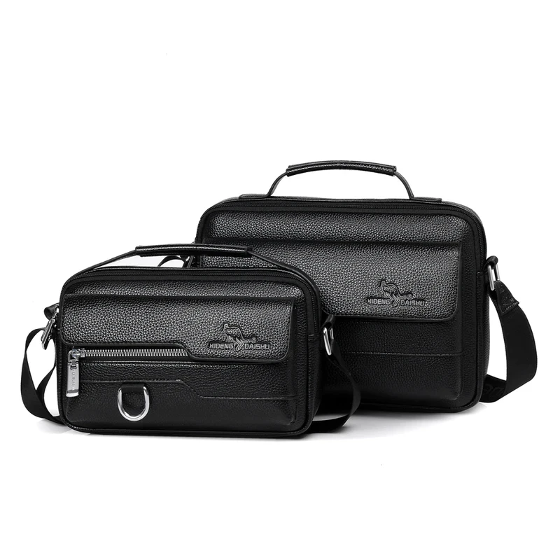 PU Leather Cross Handbag Crossbody Square Side Phone Pouch Hand Bag Men'S Messenger Shoulder Briefcase Business Square Tote Male