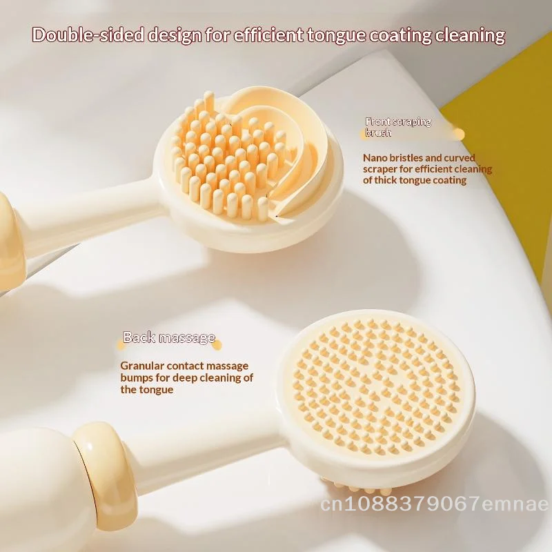 

Adult Double-Sided Tongue Scraper with Holder Oral Care Tool to Reduce Bad Breath Clean Tongue Coating for Better Oral Hygiene