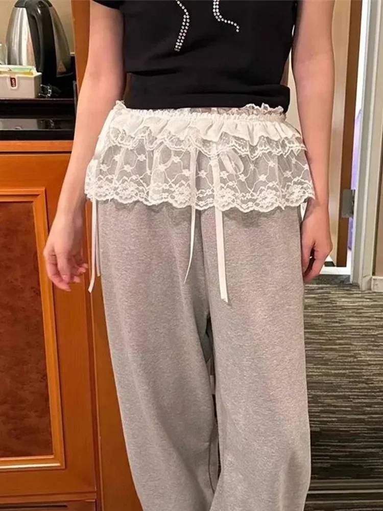 2025 Primavera Verano mujeres Y2K encaje coreano Mini falda en capas ropa de calle con cordones volantes Harajuku faldas plisadas de cintura alta para mujer