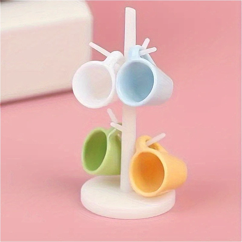 1 zestaw Miniaturowe naczynia do domku dla lalek: kubki, stojak na kubki i model kubka na napoje, akcesoria do domku dla lalek, dekoracje, ozdoby na biurko