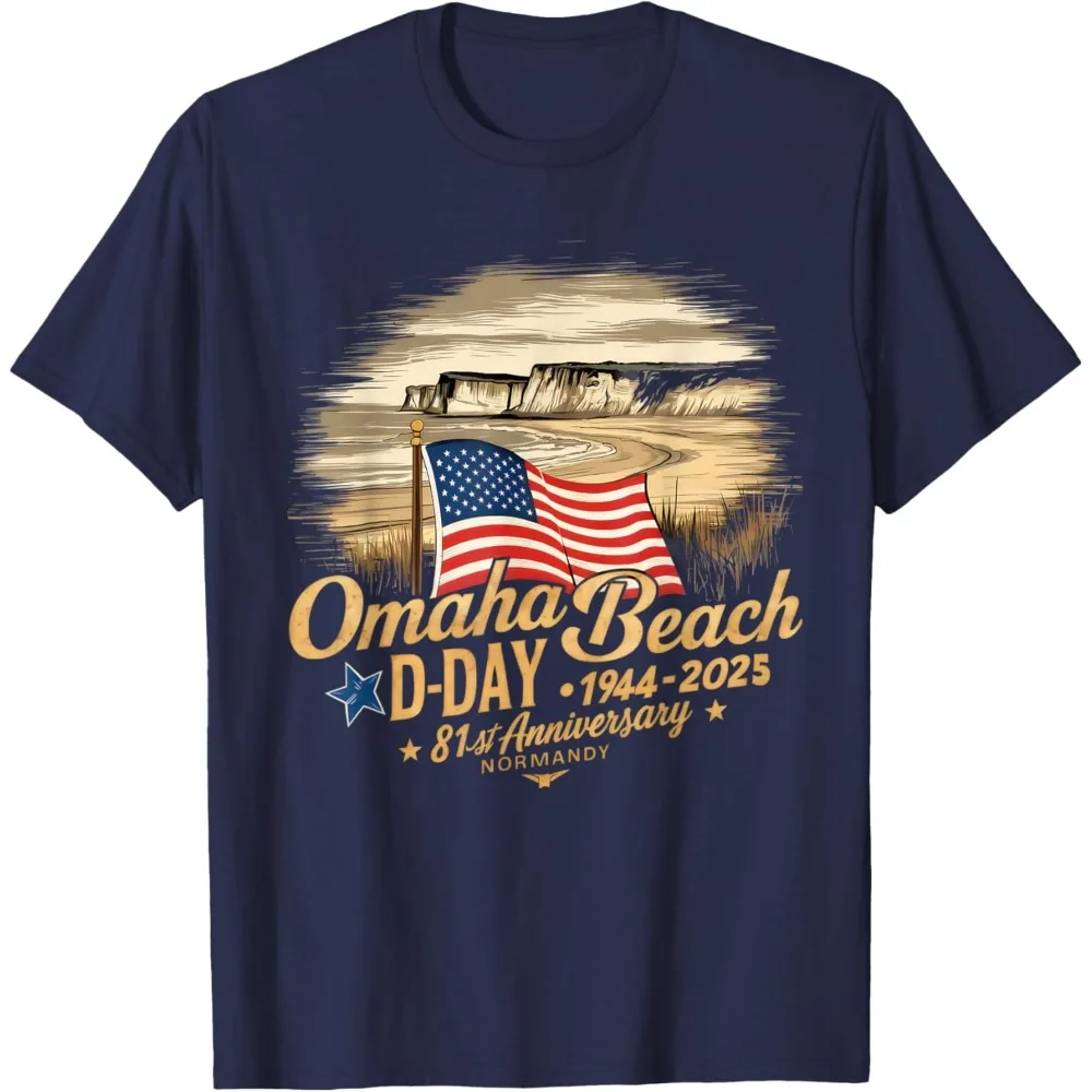 Omaha Beach 1944 D-Day 2025 81st Anniversary Normandy D-Day T-Shirt High Quality Loose Casual Cotton T Shirt Comfortable Tops